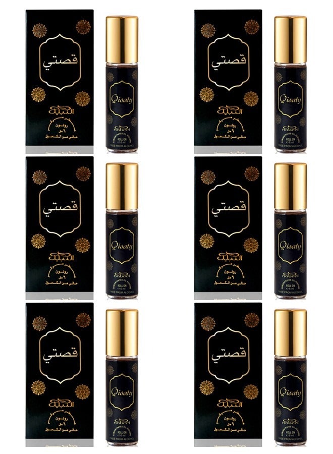 نبيل ٦ قطع من عطر نبيل قيستي، ٦ مل، زيت عطري فاخر يدوم طويلاً، عطر عربي أنيق للاستخدام اليومي - Image 1